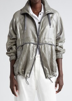 Brunello Cucinelli Metallic Finish Cotton Hooded Jacket