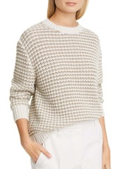 Brunello Cucinelli Metallic Stripe Wool, Cashmere & Silk Blend Sweater