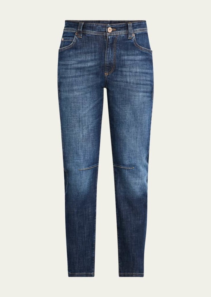 Brunello Cucinelli Mid-Rise Skinny-Leg Ankle Equestrian Denim Jeans