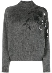 BRUNELLO CUCINELLI Mohair wool highneck sweater with dazzling embroidery
