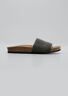 Brunello Cucinelli Monili Band Flat Pool Sandals