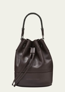 Brunello Cucinelli Monili Braided Leather Bucket Bag