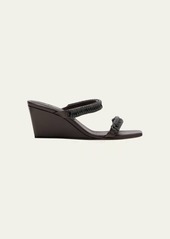 Brunello Cucinelli Monili Dual-Band Slide Wedge Sandals