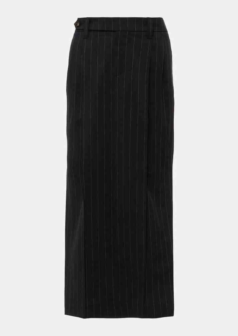 Brunello Cucinelli Pinstripe wool and cotton midi skirt