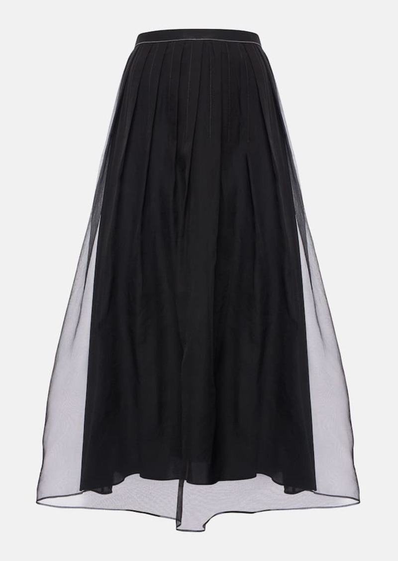 Brunello Cucinelli Pleated silk organza midi skirt