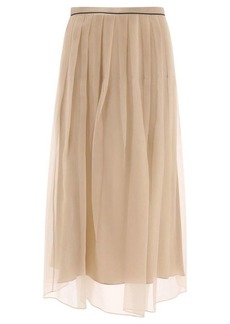 BRUNELLO CUCINELLI Pleated skirt with shiny waistband