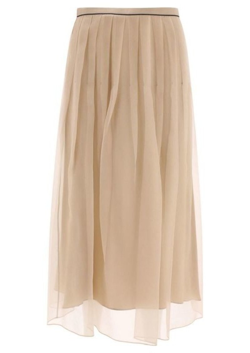 BRUNELLO CUCINELLI Pleated skirt with shiny waistband