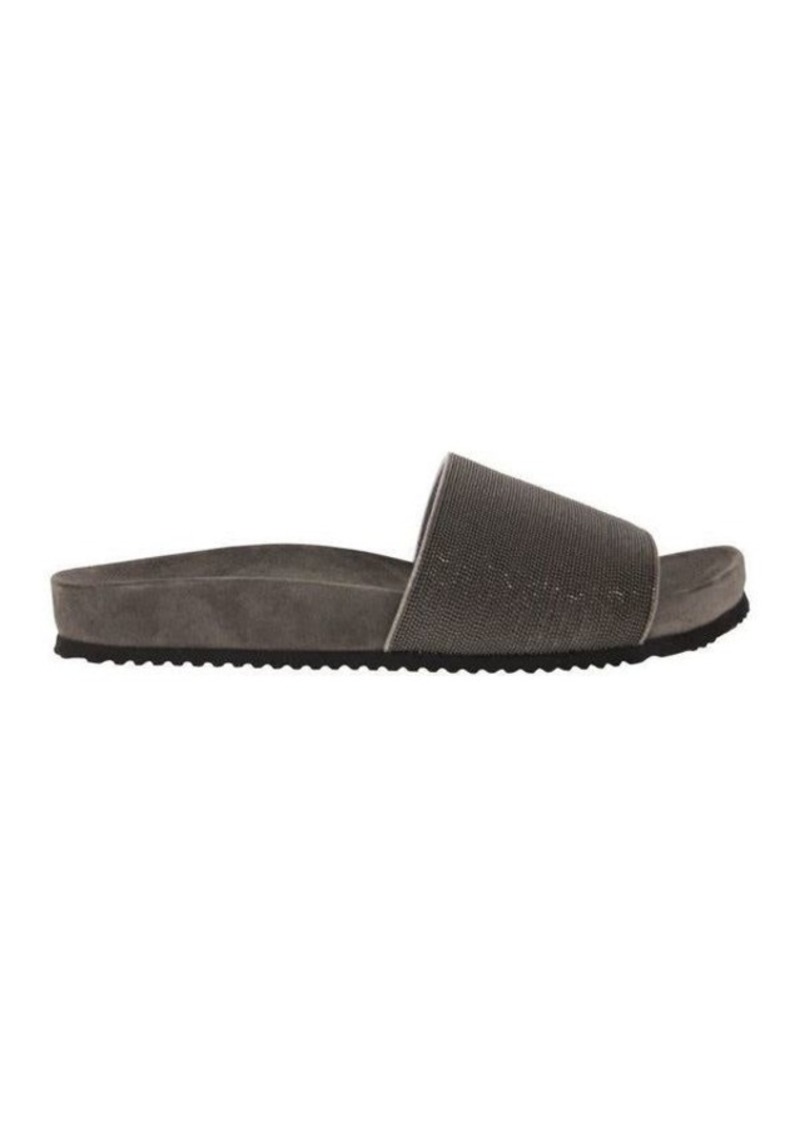 BRUNELLO CUCINELLI Precious lignite slippers
