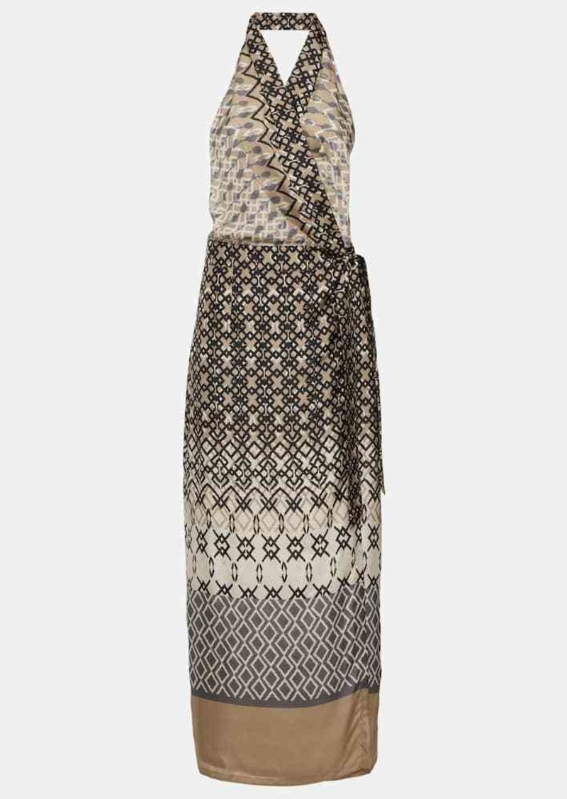 Brunello Cucinelli Printed halterneck silk maxi dress