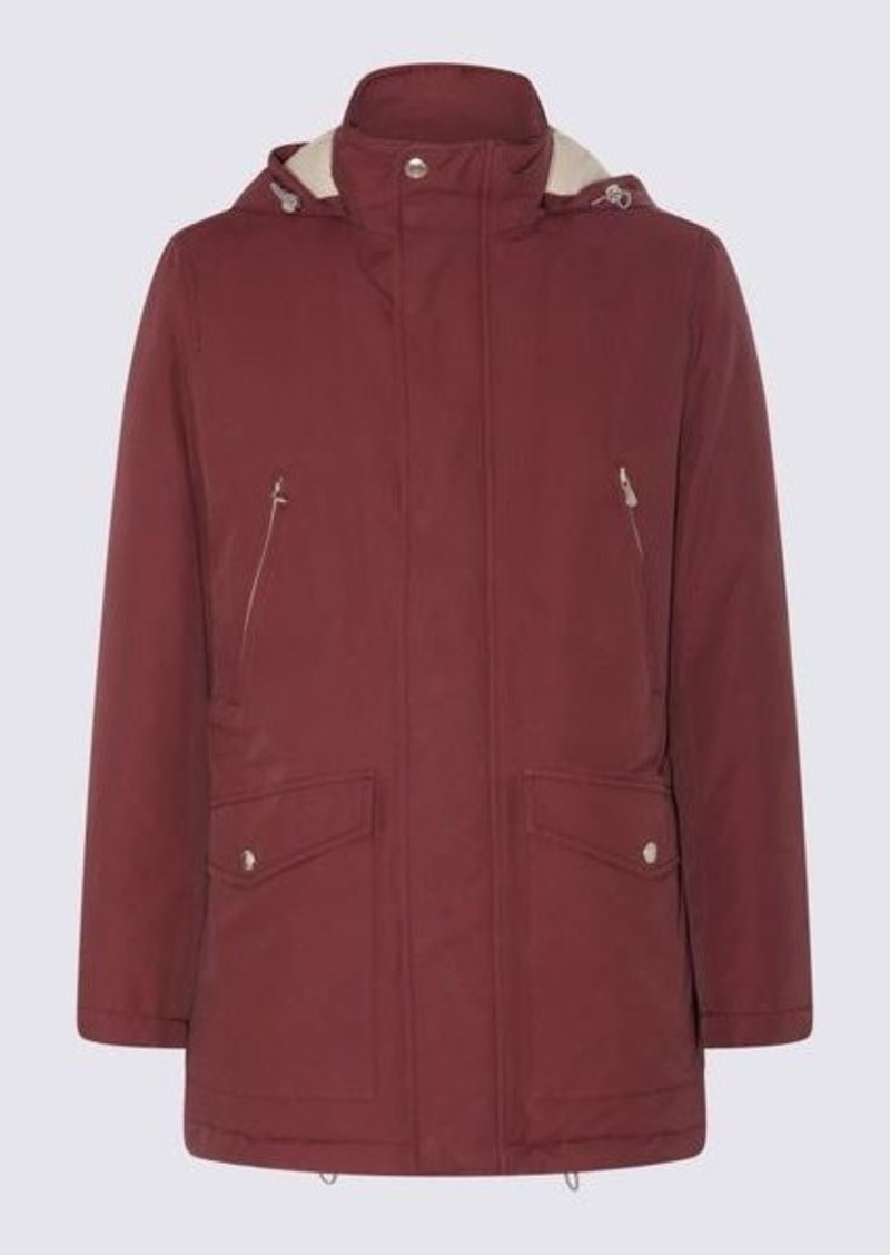 BRUNELLO CUCINELLI RED PADDED COTTON DOWN JACKET