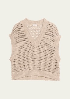 Brunello Cucinelli Silk Linen Diamond Net Knit Sweater