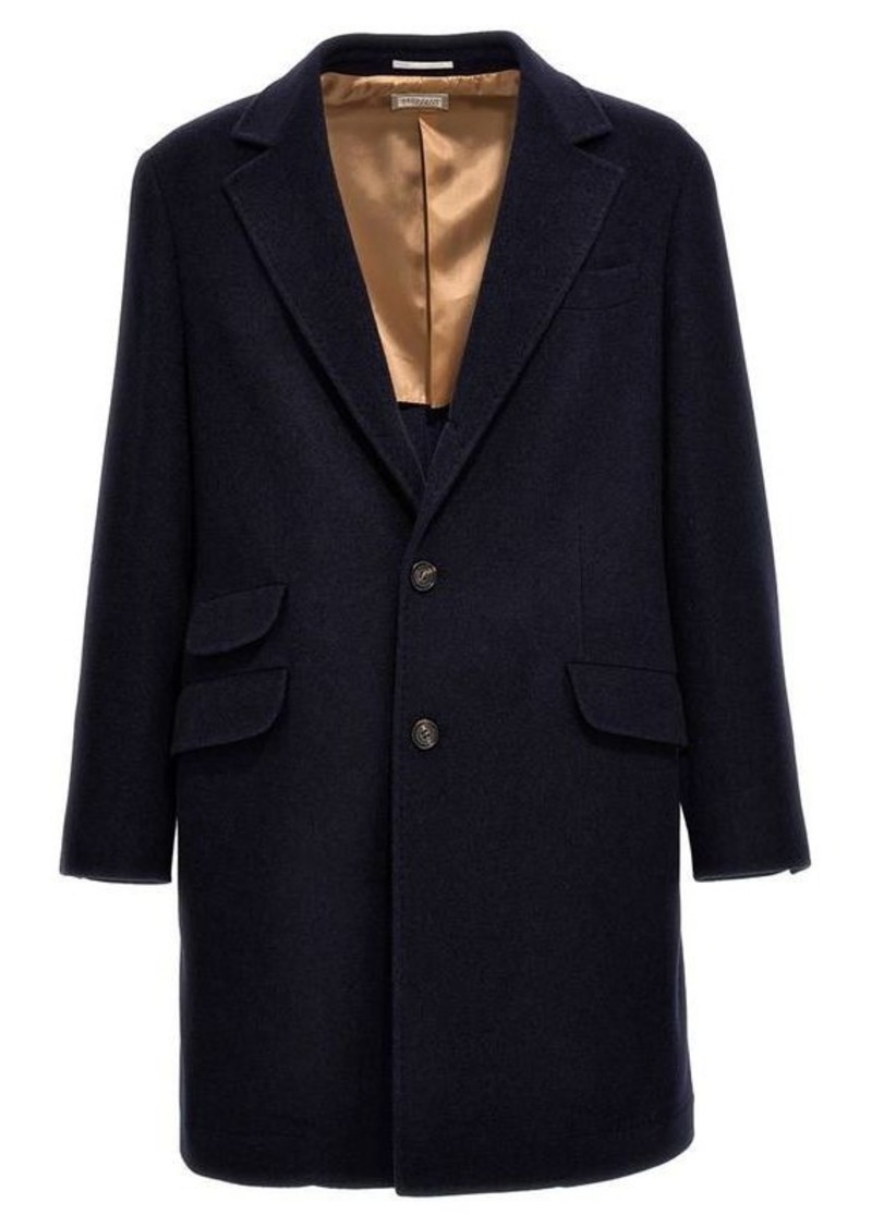 BRUNELLO CUCINELLI Single-breasted cashmere coat