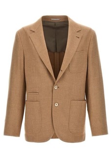 BRUNELLO CUCINELLI Single-breasted flannel blazer