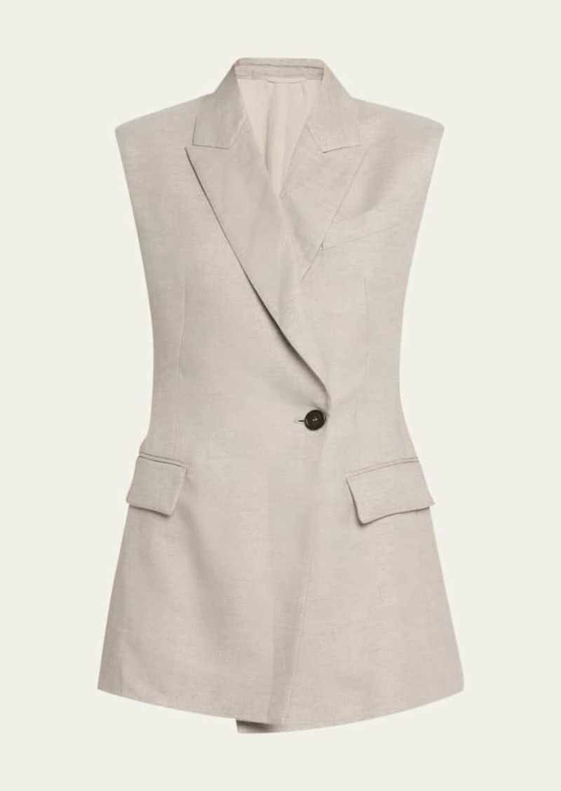 Brunello Cucinelli Single-Breasted Lurex Linen Vest