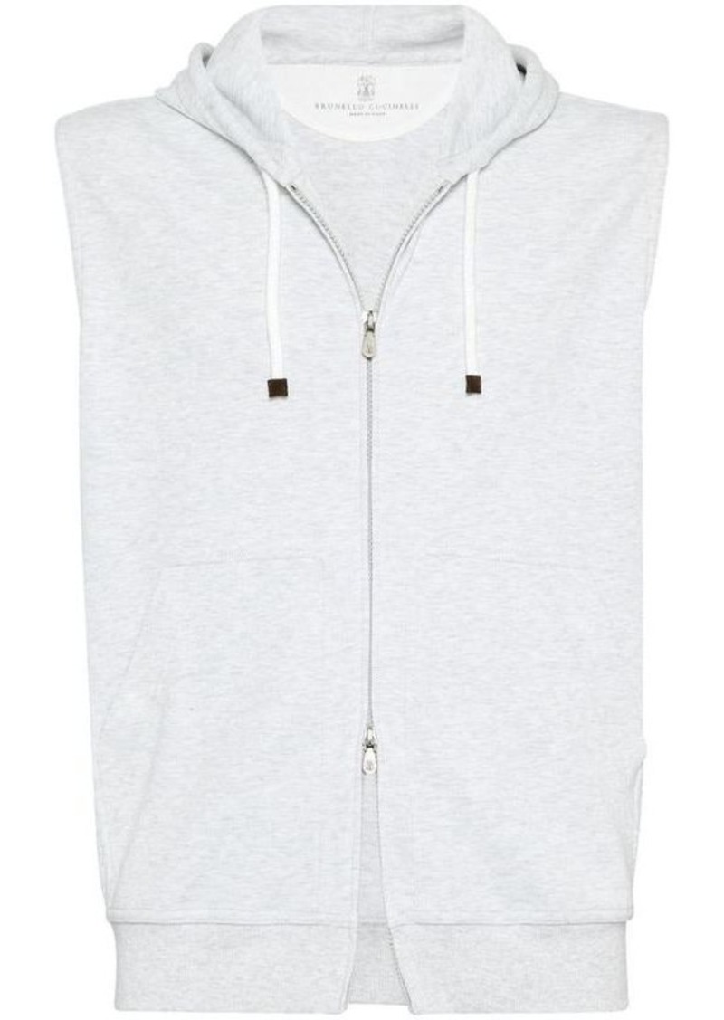 BRUNELLO CUCINELLI Sleeveless cotton hoodie