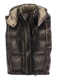 BRUNELLO CUCINELLI Sleeveless Leather Down Jacket