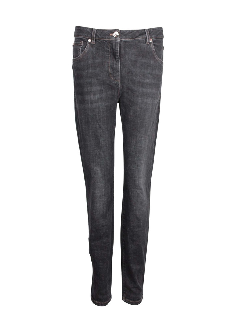 Brunello Cucinelli Slim Fir Jeans in Dark Blue Cotton