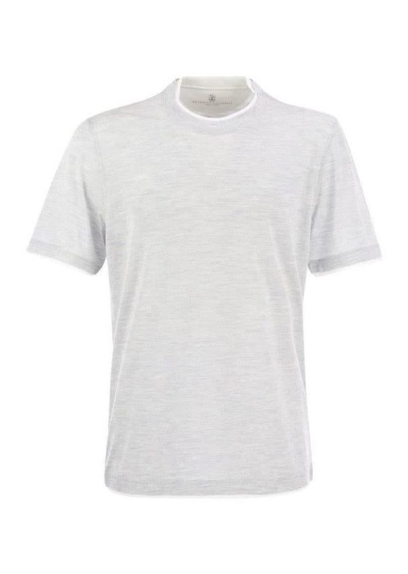 BRUNELLO CUCINELLI Slim fit crew-neck T-shirt in lightweight cotton jersey
