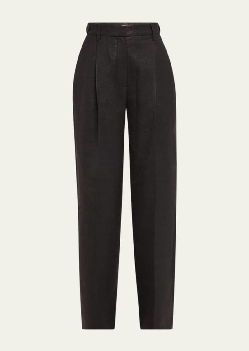 Brunello Cucinelli Sparkling Straight Leg Wool Tailor Pants