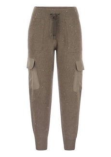 BRUNELLO CUCINELLI Sporty cargo trousers in shimmering wool and cashmere