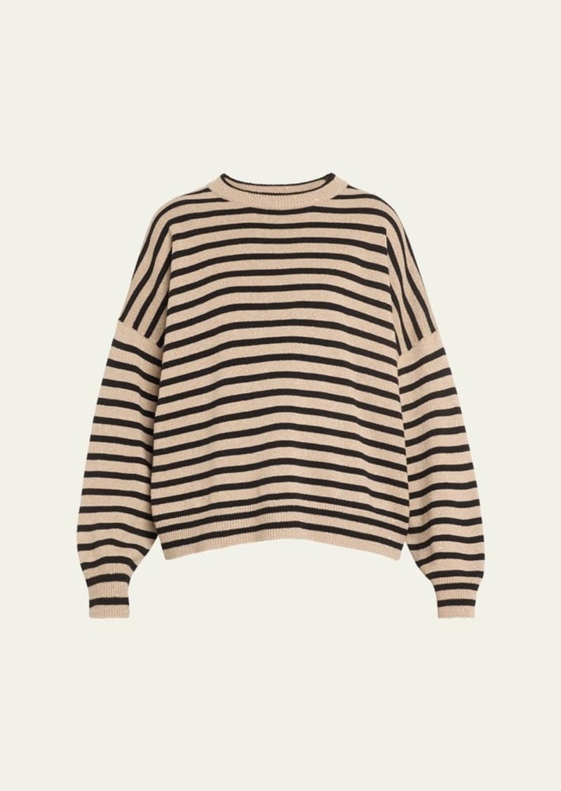 Brunello Cucinelli Stripe paillette Cashmere Wool Sweater