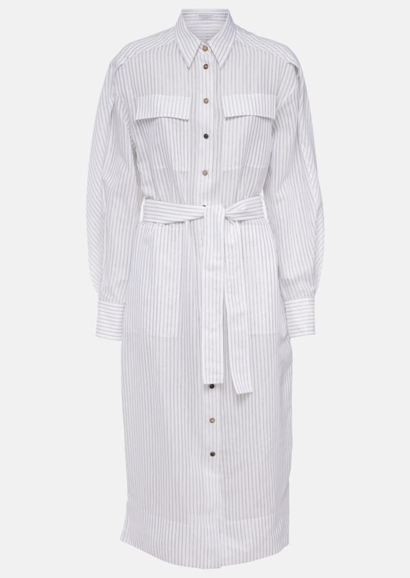 Brunello Cucinelli Striped cotton and silk-blend shirt dress