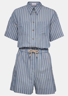 Brunello Cucinelli Striped cotton and silk playsuit