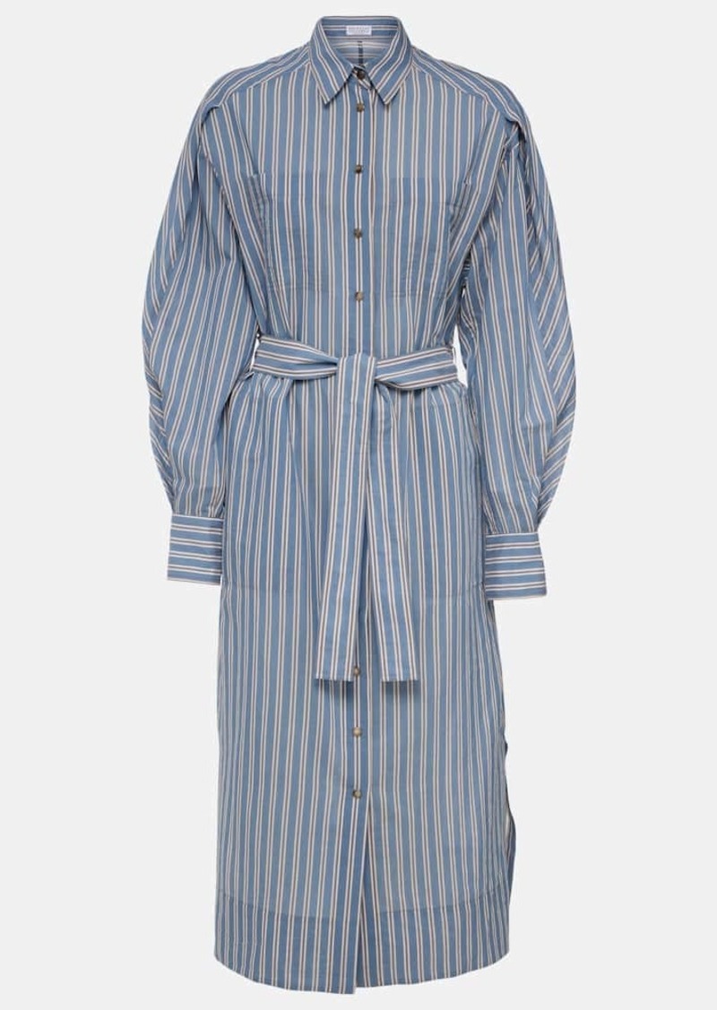 Brunello Cucinelli Striped cotton and silk shirt dress