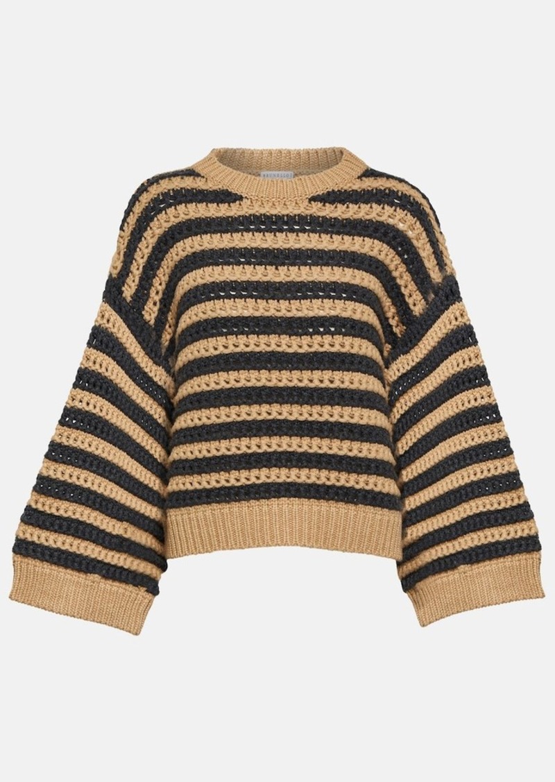 Brunello Cucinelli Striped wool, cashmere, and silk sweater