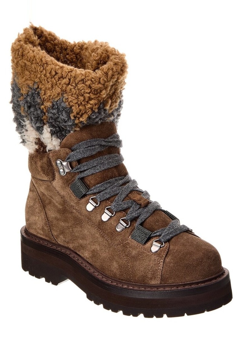 Brunello Cucinelli Suede & Shearling Boot