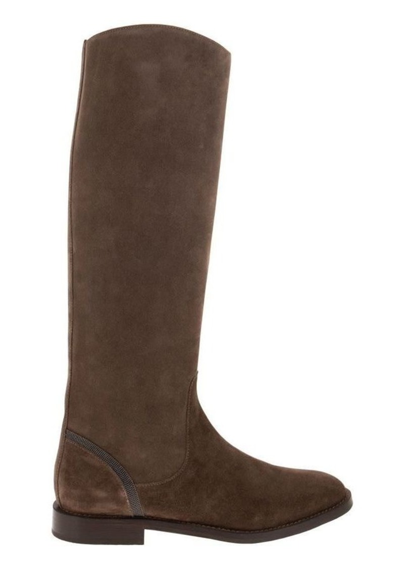BRUNELLO CUCINELLI Suede boots with Shiny Contour