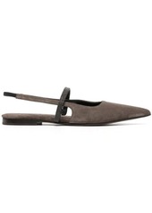 BRUNELLO CUCINELLI Suede leather slingback ballet flats