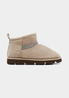 Brunello Cucinelli Suede Monili Ankle Moon Boots