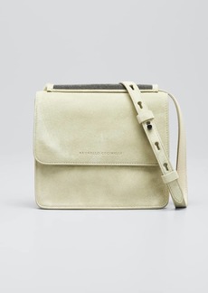 Brunello Cucinelli Suede Monili Flap Crossbody Bag