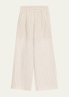 Brunello Cucinelli Tone On Tone Striped Wide-Leg Pants