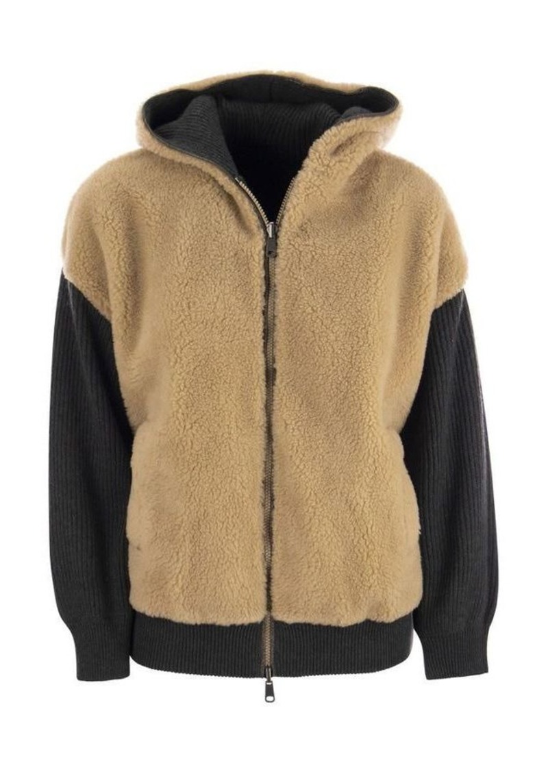 BRUNELLO CUCINELLI Virgin wool and cashmere plush hooded outerwear
