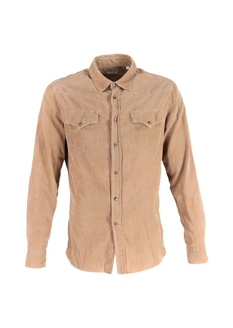 Brunello Cucinelli Western Shirt in Brown Corduroy