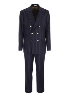 BRUNELLO CUCINELLI Wide pinstripe tailored suit in pure wool