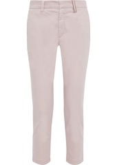 Brunello Cucinelli Woman Cropped Bead-embellished Cotton-blend Twill Tapered Pants Lilac