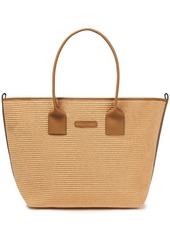 Brunello Cucinelli Woman Bead-embellished Faux Raffia And Leather Tote Light Brown