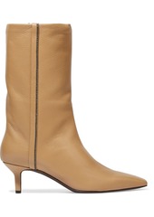 Brunello Cucinelli Woman Bead-embellished Leather Boots Tan