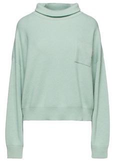Brunello Cucinelli Woman Bead-embellished Ribbed Cashmere Turtleneck Sweater Mint