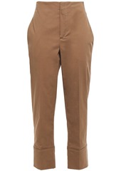 Brunello Cucinelli Woman Cropped Cotton-blend Twill Straight-leg Pants Light Brown