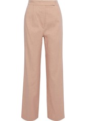 Brunello Cucinelli Woman Pleated Linen-blend Twill Straight-leg Pants Blush