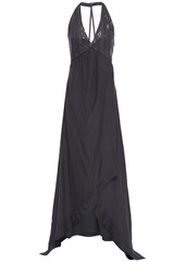 Brunello Cucinelli Woman Sequin-embellished Silk-chiffon And Cotton-blend Gown Anthracite