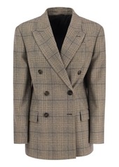 BRUNELLO CUCINELLI Wool and cotton blend double-breasted blazer