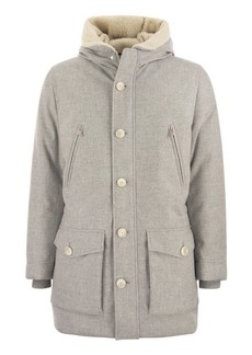 BRUNELLO CUCINELLI Wool, silk and cashmere parka with down filling and shearling-lined hood