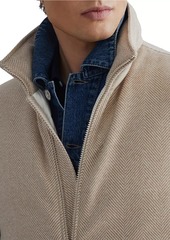 Brunello Cucinelli Brushed Wool and Cashmere Chevron Down Vest