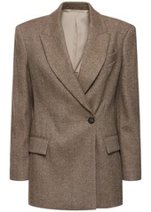 Brunello Cucinelli Brushed Wool Blend Herringbone Blazer