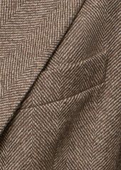 Brunello Cucinelli Brushed Wool Blend Herringbone Blazer